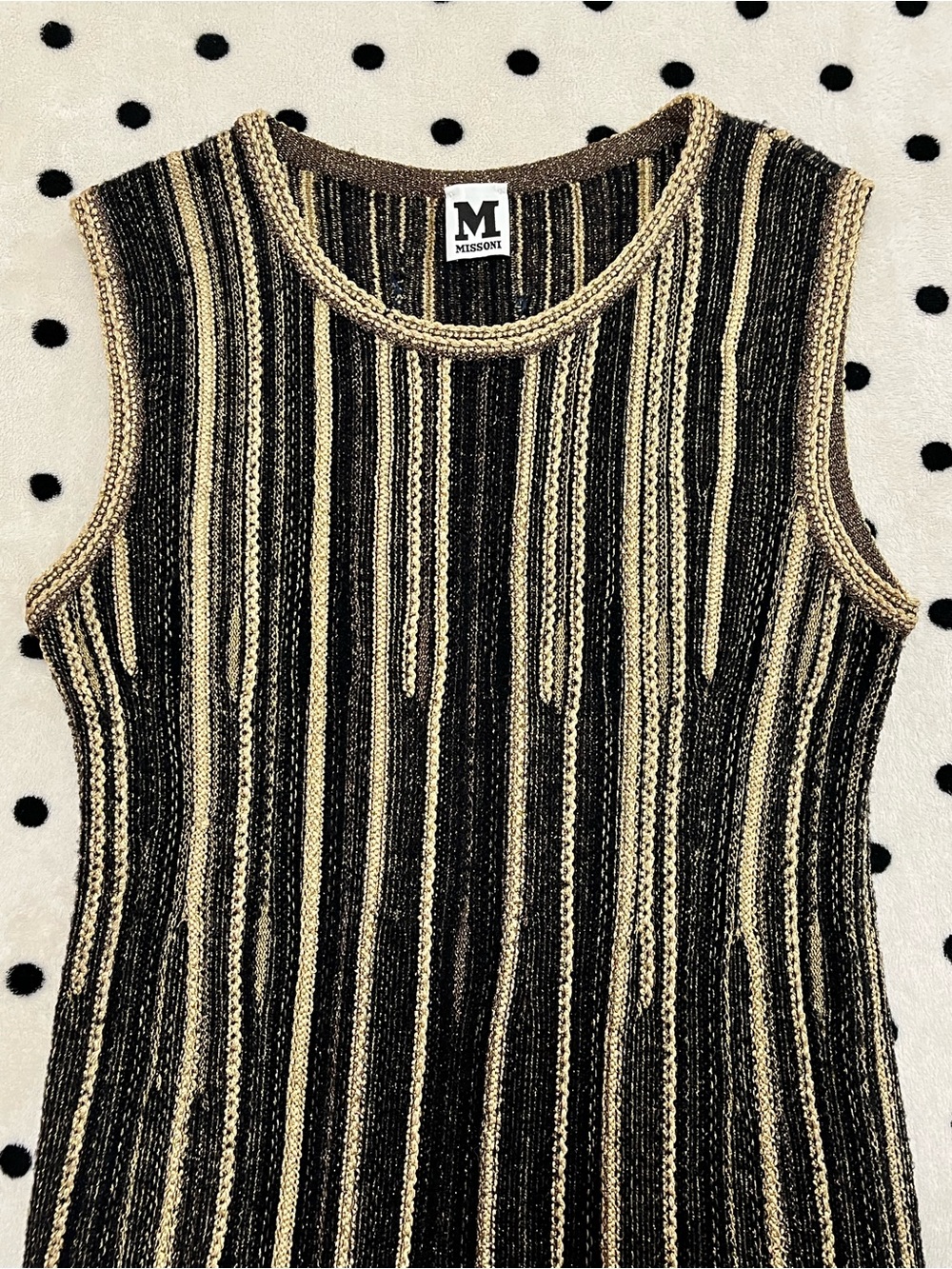 M Missoni Black & Gold Metallic Striped Knit Dress Size 40 - Picture 9 of 15